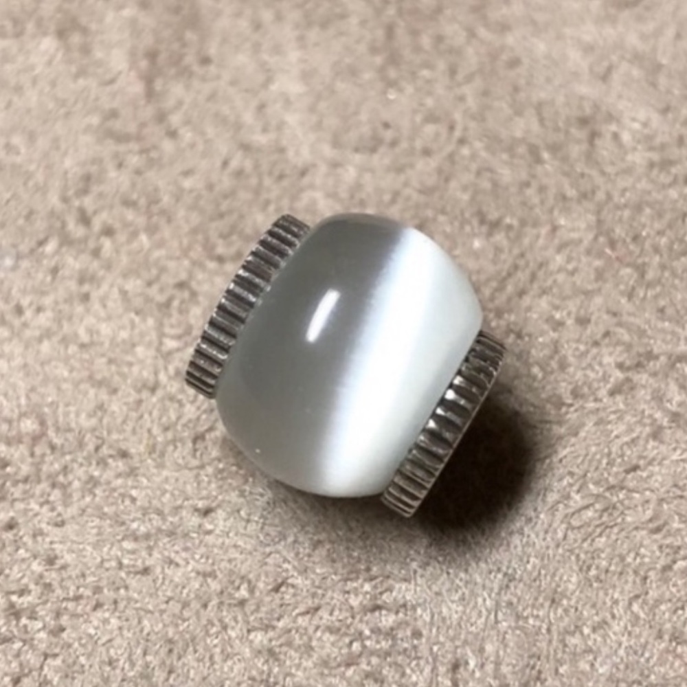 Brighton Glass optic bead in white Smooth glass Silver edges Retired